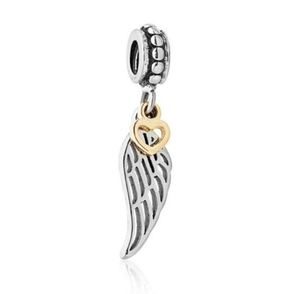 925 Silver Retro Wing Charm - Picture 1 of 5
